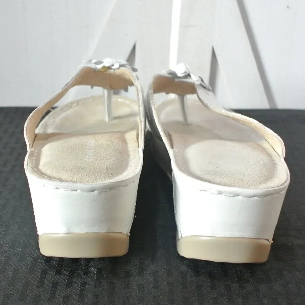 David Tate Leather Goldie Wedge Thong Sandals